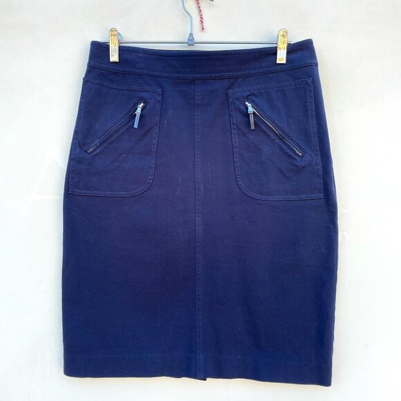 Lauren Ralph Lauren Cargo Pencil Skirt Size 6 Navy Blue Zippered Pockets - Picture 1 of 6